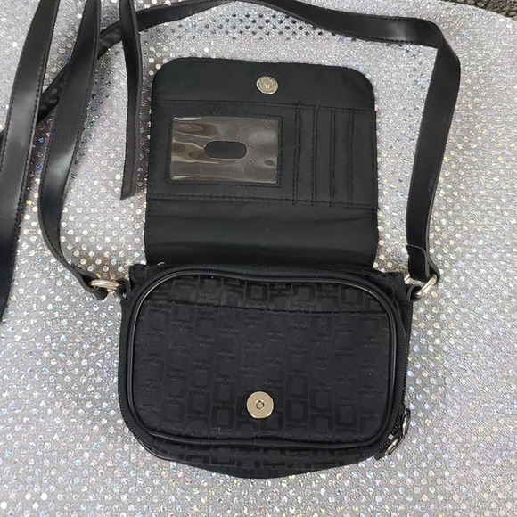 Black Patterned Multi Pocket Shoulder Bag/Purse - Picture 3 of 6